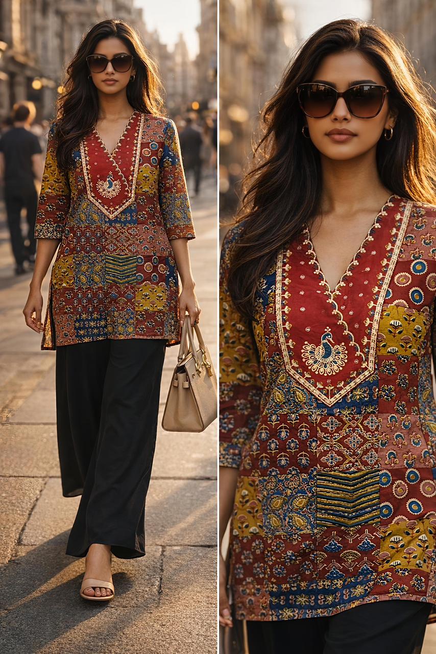 Urban Charm Flex Cotton Embroidered Top