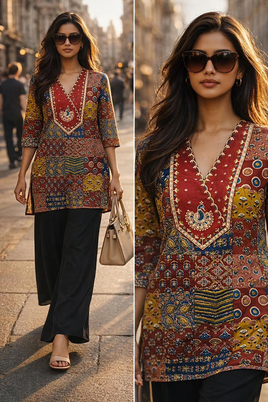 Urban Charm Flex Cotton Embroidered Top