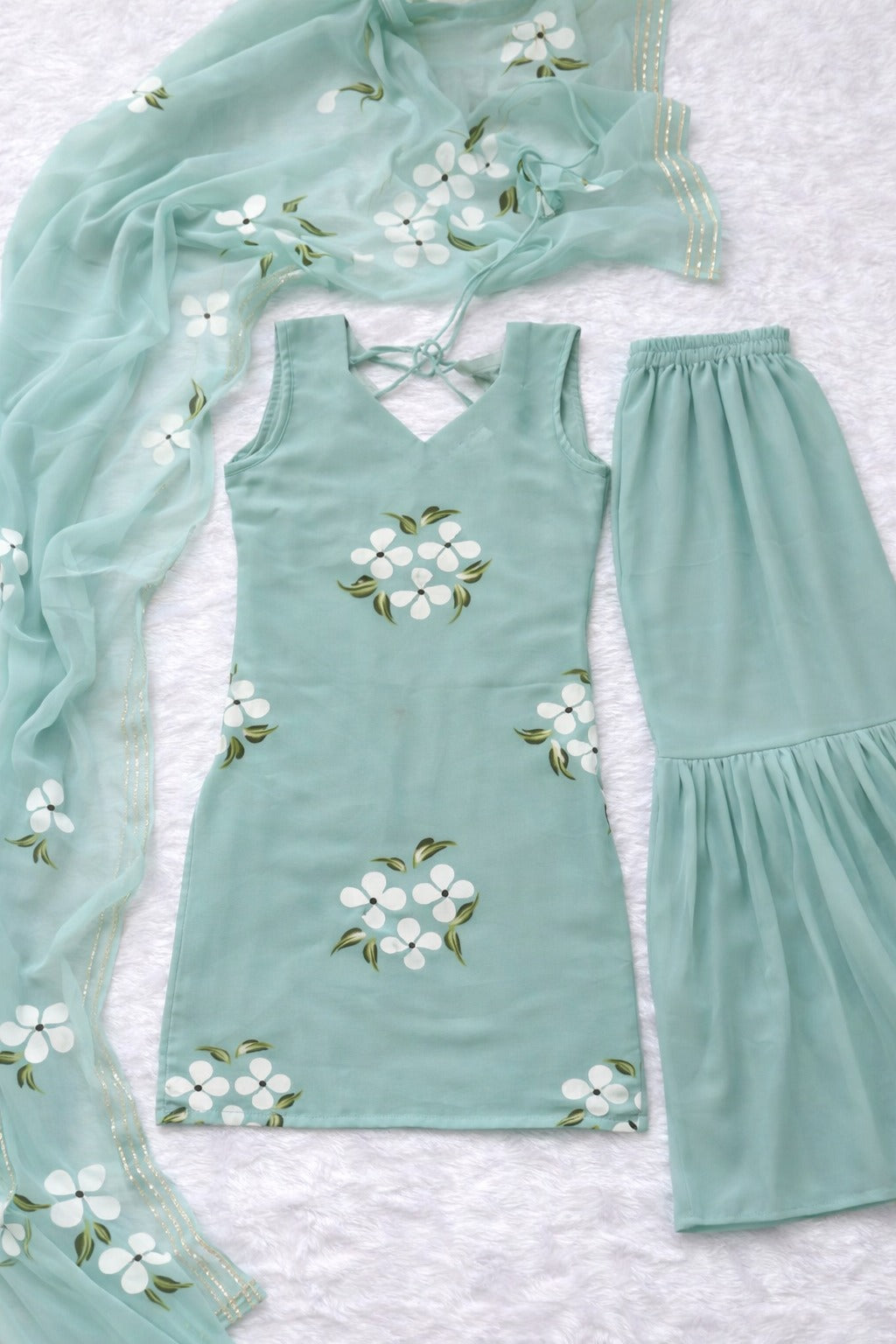 Seher Hand-Painted Georgette Sharara Set