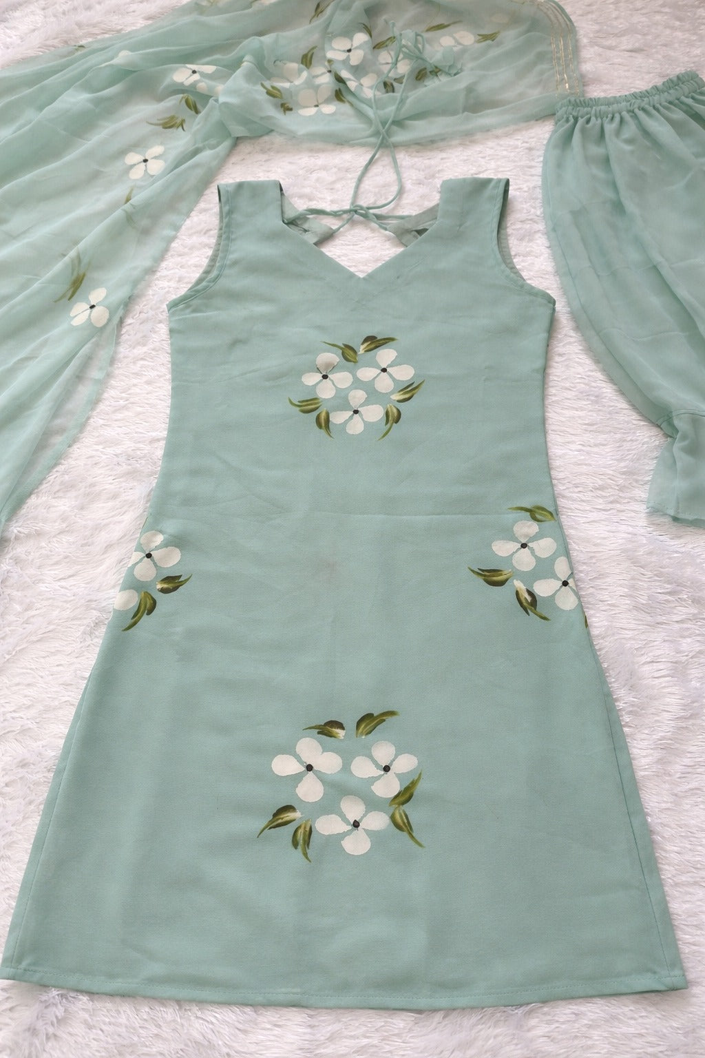 Seher Hand-Painted Georgette Sharara Set