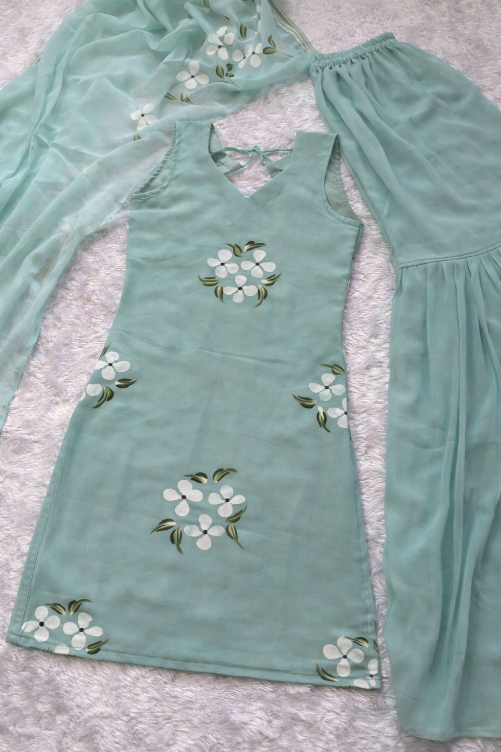 Seher Hand-Painted Georgette Sharara Set
