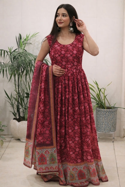 Gulnaar Organza Flared Gown Set