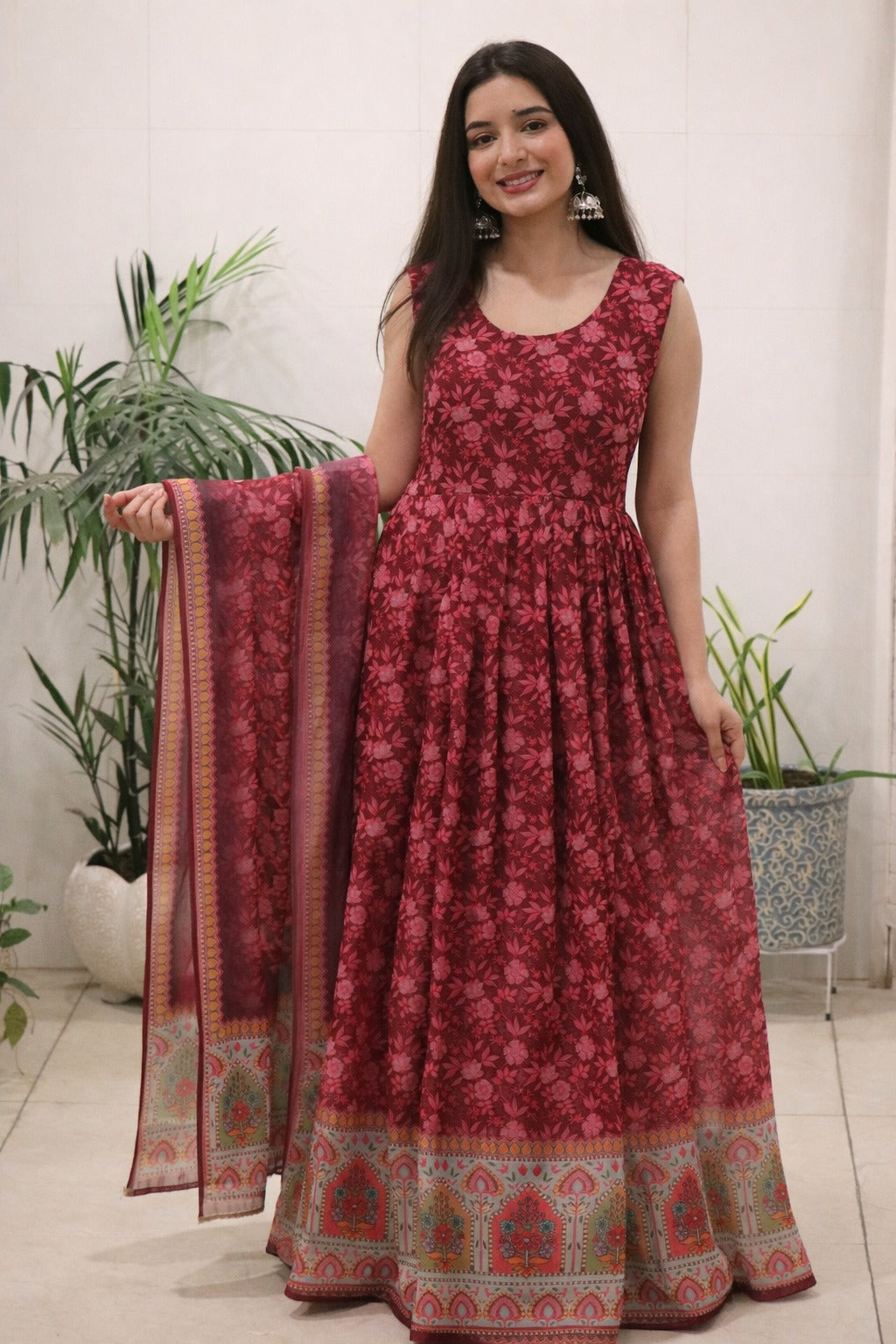 Gulnaar Organza Flared Gown Set