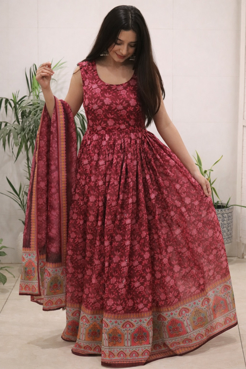 Gulnaar Organza Flared Gown Set