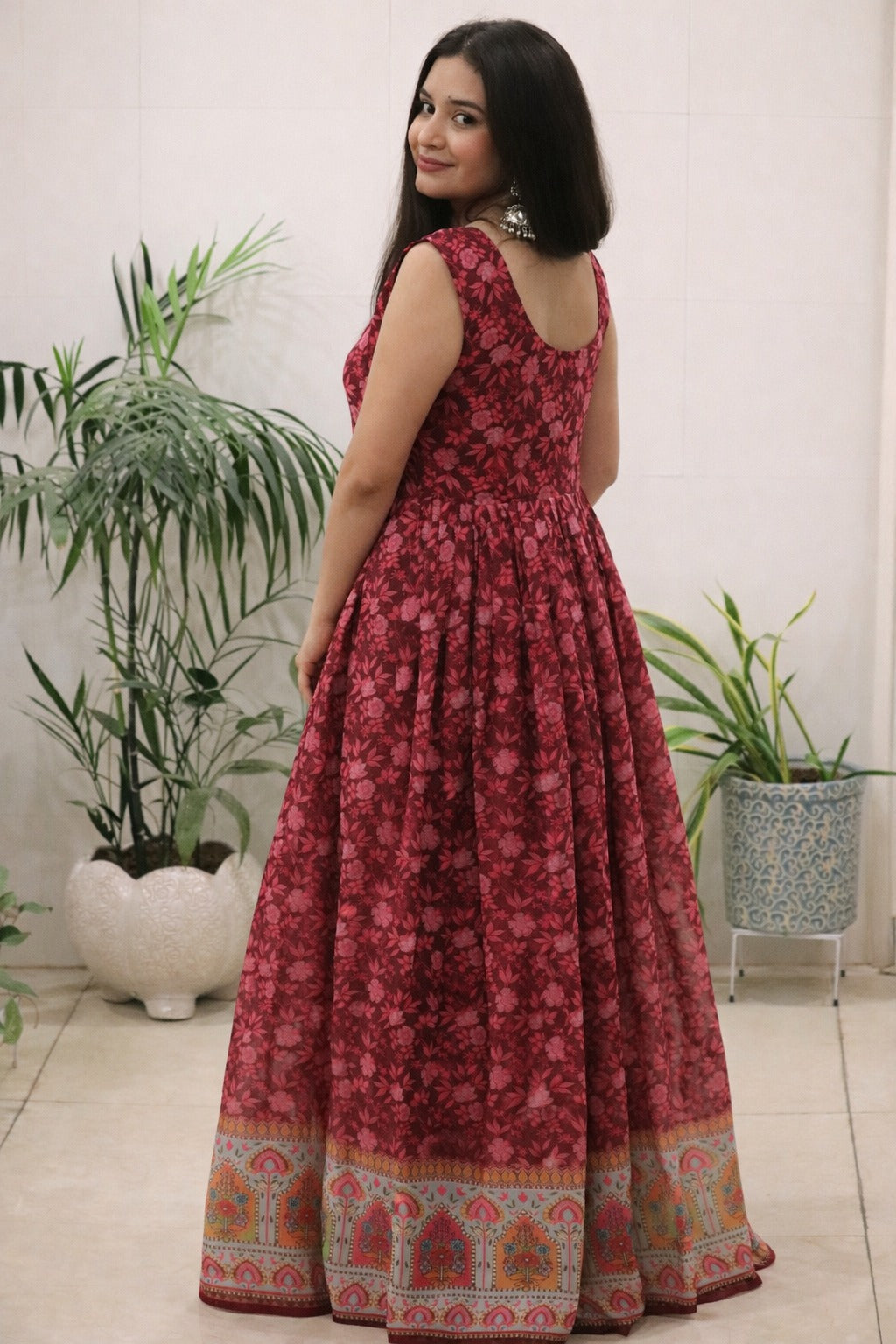 Gulnaar Organza Flared Gown Set