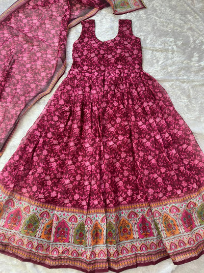 Gulnaar Organza Flared Gown Set