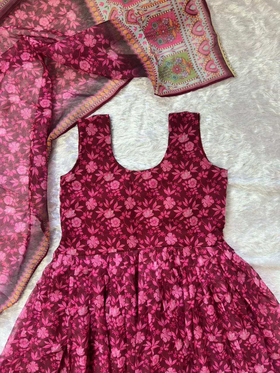 Gulnaar Organza Flared Gown Set