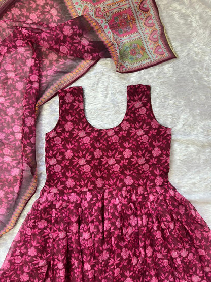 Gulnaar Organza Flared Gown Set