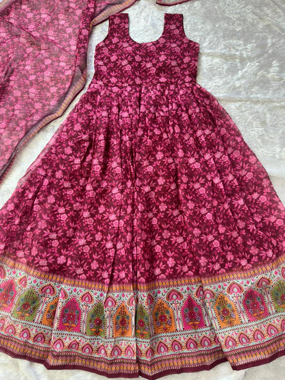 Gulnaar Organza Flared Gown Set