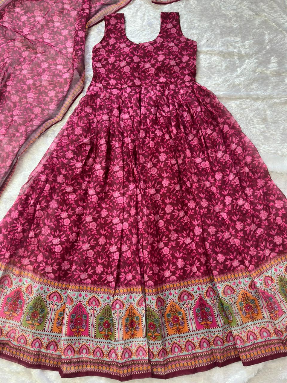 Gulnaar Organza Flared Gown Set