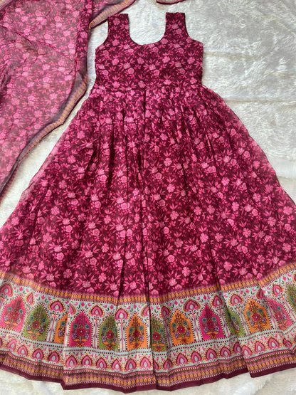 Gulnaar Organza Flared Gown Set