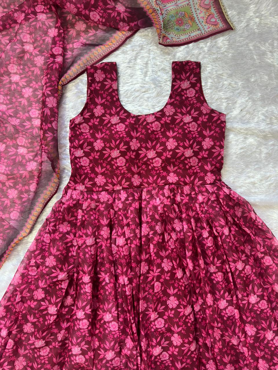 Gulnaar Organza Flared Gown Set