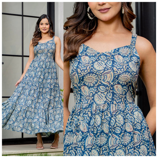 Saanjh Tiered Cotton Maxi Dress