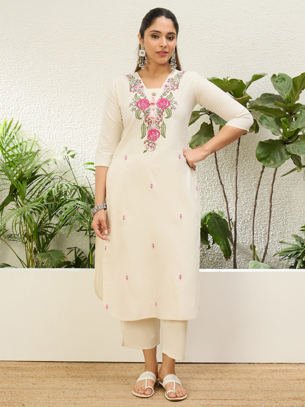 Gulrang Embroidered Khadi Kurta Pant Set