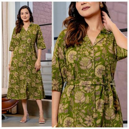 Mira Paisley Notched-Collar Shirt Dress