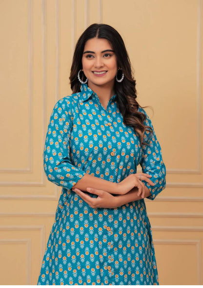 OfficeEase Cotton Kurti Pant Set