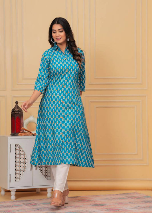 OfficeEase Cotton Kurti Pant Set