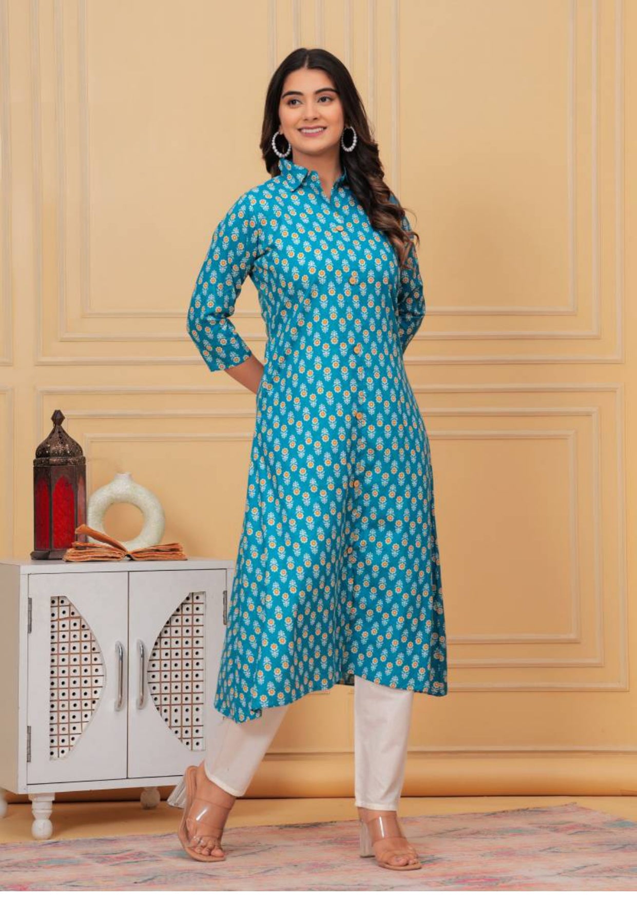 OfficeEase Cotton Kurti Pant Set
