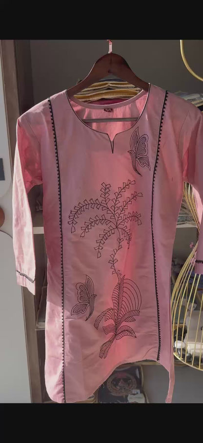 Aangan Dabu Cotton Kurti with Pants