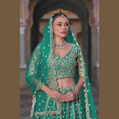 Designer Lahenga Choli Teal Majesty