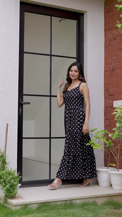 Saanjh Tiered Cotton Maxi Dress
