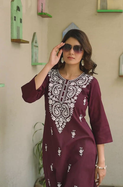 Noor Chikankari-Style Cotton Co-Ord Set