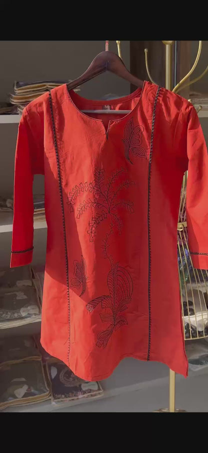 Aangan Dabu Cotton Kurti with Pants